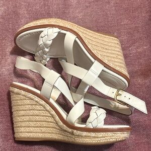 ANTONIO MELANI Cream Braided Wedge Sandals